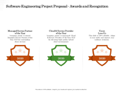 Software Engineering Project Proposal Awards And Recognition Ppt Icon Designs Download PDF