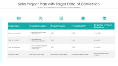 Solar Project Plan With Target Date Of Competition Ppt Pictures Ideas PDF