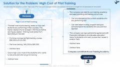 Solution For The Problem High Cost Of Pilot Training Ppt Show Icons PDF