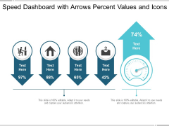 Speed Dashboard With Arrows Percent Values And Icons Ppt PowerPoint Presentation Infographic Template Model Speed Dashboard With Arrows Percent Values And Icons Ppt PowerPoint Presentation Infographic Template Model