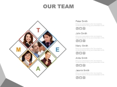 Square Diagram Of Our Team Powerpoint Slides