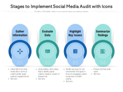 Stages To Implement Social Media Audit With Icons Ppt PowerPoint Presentation Icon Diagrams PDF Stages To Implement Social Media Audit With Icons Ppt PowerPoint Presentation Icon Diagrams PDF
