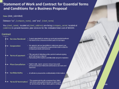 Statement Of Work And Contract For Essential Terms And Conditions For A Business Proposal Topics PDF Statement Of Work And Contract For Essential Terms And Conditions For A Business Proposal Topics PDF