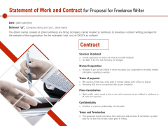 Statement Of Work And Contract For Proposal For Freelance Writer Ppt PowerPoint Presentation Slides Picture PDF Statement Of Work And Contract For Proposal For Freelance Writer Ppt PowerPoint Presentation Slides Picture PDF