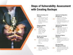 Steps Of Vulnerability Assessment With Creating Backups Ppt PowerPoint Presentation Model Background Images PDF Steps Of Vulnerability Assessment With Creating Backups Ppt PowerPoint Presentation Model Background Images PDF