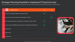 Strategic Planning Checklist To Implement IT Cloud Services Mockup PDF Strategic Planning Checklist To Implement IT Cloud Services Mockup PDF