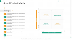 Strategic Planning Needs Evaluation Ansoff Product Matrix Ppt Summary Brochure PDF