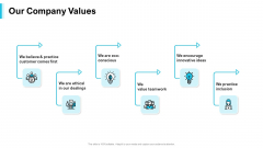 Strategies For Improving Corporate Culture Our Company Values Ppt Styles Images PDF