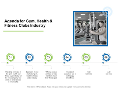 Strategies To Enter Physical Fitness Club Business Agenda For Gym Health And Fitness Clubs Industry Professional PDF Strategies To Enter Physical Fitness Club Business Agenda For Gym Health And Fitness Clubs Industry Professional PDF