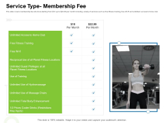 Strategies To Enter Physical Fitness Club Business Service Type Membership Fee Structure PDF