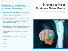 Strategy To Meet Business Sales Goals Ppt PowerPoint Presentation Summary Slide Portrait