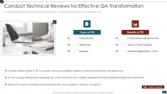 Successful Quality Assurance Transition Techniques To Enhance Product Quality Conduct Technical Reviews Rules PDF