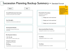 Succession Planning Backup Summary Detailed Format Ppt PowerPoint Presentation File Template