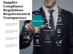 Supplier Compliance Regulations Requirements And Transparency Ppt PowerPoint Presentation Inspiration Brochure