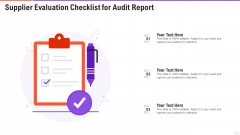 Supplier Evaluation Checklist For Audit Report Diagrams PDF Supplier Evaluation Checklist For Audit Report Diagrams PDF