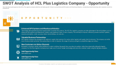 Swot Analysis Of Hcl Plus Logistics Company Opportunity Diagrams PDF