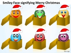 Santa Faces Coming Out Of Boxes Christmas Eve PowerPoint Templates