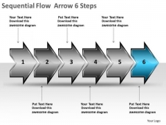 Sequential Flow Arrow 6 Steps Circuit Simulation PowerPoint Slides