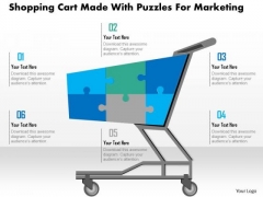 Shopping Cart Made With Puzzles For Marketing Presentation Template