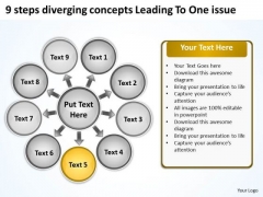 Steps Diverging Concepts Leading To One Issue Circular Flow Arrow Chart PowerPoint Templates