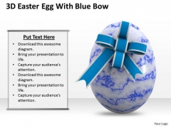 Stock Photo 3d Blue Ester Egg With Blue Bow PowerPoint Slide
