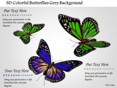 Stock Photo 3d Colorful Butterflies Grey Background PowerPoint Slide Stock Photo 3d Colorful Butterflies Grey Background PowerPoint Slide