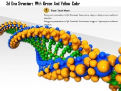 Stock Photo 3d Dna Structure With Green And Yellow Color PowerPoint Slide