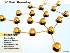Stock Photo 3d Golden Balls Network PowerPoint Slide