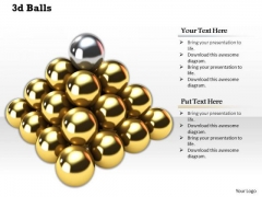 Stock Photo 3d Golden Balls With Silver Ball On Top Shows Leadership PowerPoint Slide Stock Photo 3d Golden Balls With Silver Ball On Top Shows Leadership PowerPoint Slide