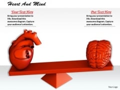 Stock Photo 3d Heart And Brain On Balancing Scale PowerPoint Slide Stock Photo 3d Heart And Brain On Balancing Scale PowerPoint Slide