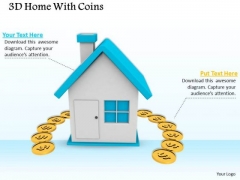 Stock Photo 3d Home With Coins Finance Concept PowerPoint Slide Stock Photo 3d Home With Coins Finance Concept PowerPoint Slide