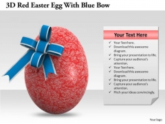 Stock Photo 3d Red Easter Egg With Blue Bow PowerPoint Slide