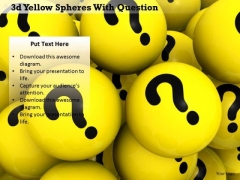Stock Photo 3d Yellow Spheres With Black Question Marks PowerPoint Slide