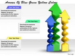 Stock Photo Arrows Of Blue Green Yellow Colors PowerPoint Template