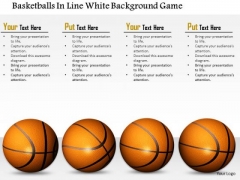 Stock Photo Basketballs In Line White Background Game PowerPoint Slide Stock Photo Basketballs In Line White Background Game PowerPoint Slide