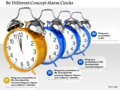 Stock Photo Be Different Concept Alarm Clocks PowerPoint Slide Stock Photo Be Different Concept Alarm Clocks PowerPoint Slide