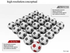 Stock Photo Black Soccer Balls With One Red Ball Conceptual PowerPoint Slide Stock Photo Black Soccer Balls With One Red Ball Conceptual PowerPoint Slide