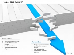 Stock Photo Blue Arrow Breaking The Concrete Wall PowerPoint Slide Stock Photo Blue Arrow Breaking The Concrete Wall PowerPoint Slide