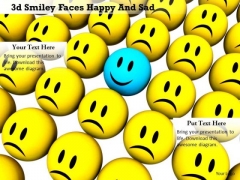 Stock Photo Blue Happy Smiley With Yellow Sad Face PowerPoint Slide