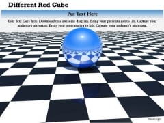 Stock Photo Blue Sphere On Chess Board PowerPoint Slide