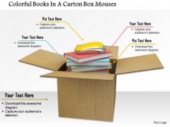 Stock Photo Books And Mouse In Carton Box PowerPoint Slide Stock Photo Books And Mouse In Carton Box PowerPoint Slide