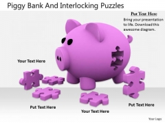 Stock Photo Business Strategy Development Piggy Bank And Interlocking Puzzles Images
