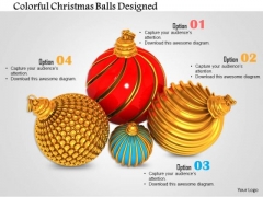 Stock Photo Colorful Christmas Balls Designed PowerPoint Slide