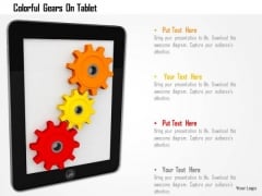 Stock Photo Colorful Gears On Tablet PowerPoint Slide Stock Photo Colorful Gears On Tablet PowerPoint Slide