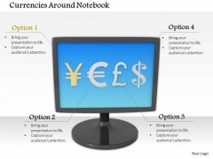 Stock Photo Currencies Symbols On Desktop Screen Finance PowerPoint Slide