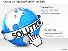 Stock Photo Cursor On Solution Word With Globe PowerPoint Slide Stock Photo Cursor On Solution Word With Globe PowerPoint Slide