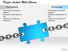 Stock Photo Develop Business Strategy Puzzle Locked With Chains Images Stock Photo Develop Business Strategy Puzzle Locked With Chains Images