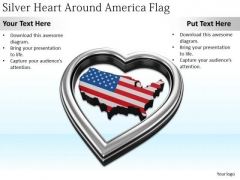 Stock Photo Developing Business Strategy Silver Heart Around America Flag Photos