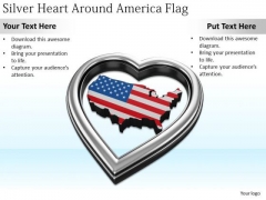 Stock Photo Developing Business Strategy Silver Heart Around America Flag Photos Stock Photo Developing Business Strategy Silver Heart Around America Flag Photos