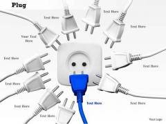 Stock Photo Electricity Plugs With Socket PowerPoint Slide